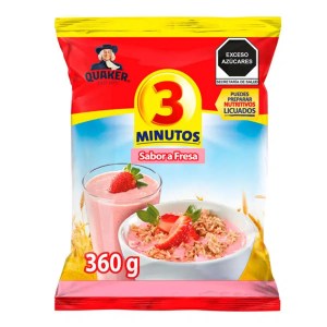 Avena Quaker 3 Minutos sabor fresa 360 g