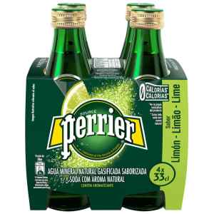 AGUA MINERAL MANANTIAL LIMON PERRIER 4 PACK VIDRIO 330 ML