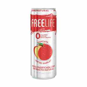 AGUA MINERAL SABOR MANZANA FREELIFE LATA 355 ML