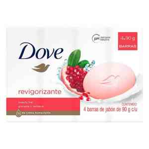 Jabón de tocador Dove revigorizante granada y verbena 4 pzas de 90 g c/u
