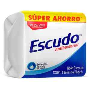 Jabón en Barra Escudo Antibacterial Azul Paquete 3 Piezas de 110g