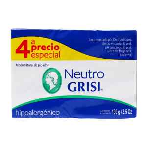 JABON EN BARRA NEUTRO GRISI 4 PACK 100 GRS