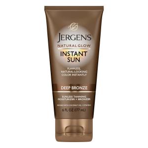 Jergens Natural Glow Instant Sun Hidratante + Bronceador, Tono Oscuro, 177ml